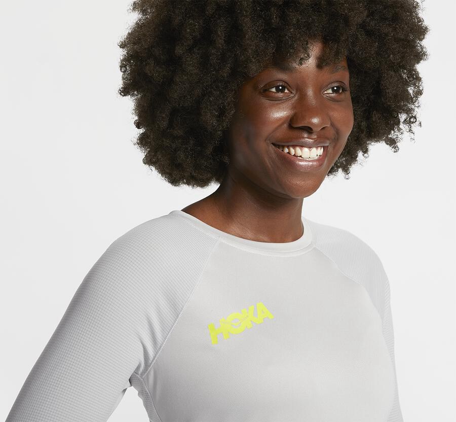 Hoka One One Top Dame - Performance 3/4 Sleeve - Hvide - 864215ONQ